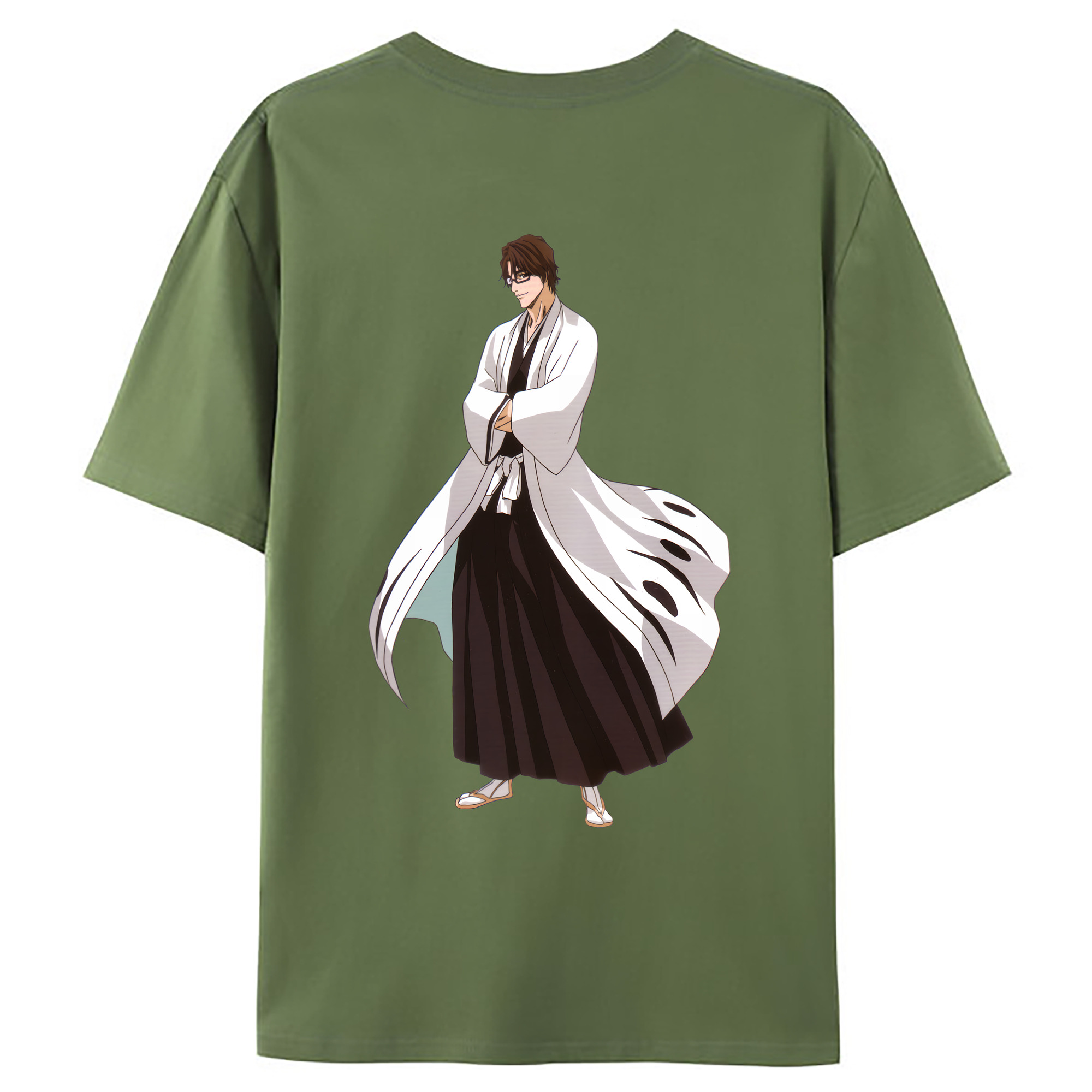 （画像用） ブリーチ 藍染 惣右介（あいぜん そうすけ） BLEACH Aizen Sousuke 綿100％ メンズ半袖Tシャツ（バックプリント） 通気性
